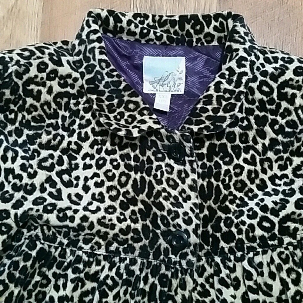 Peek Fleur Des Champs Girls Leopard Print‎ Formal Velour Coat Size 12